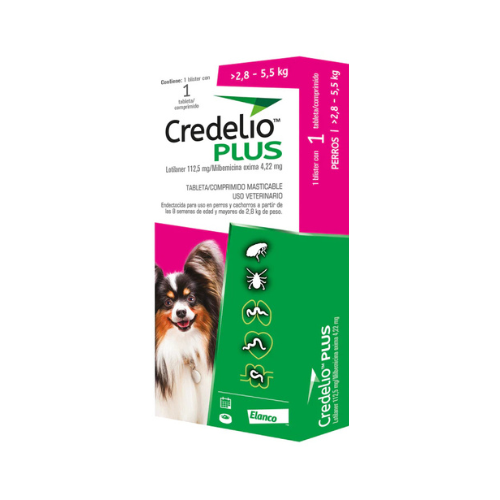 TABLETA MASTICABLE ANTIPULGAS CREDELIO PLUS x 1 UNIDAD (de 2.5 - 5.5 kg)
