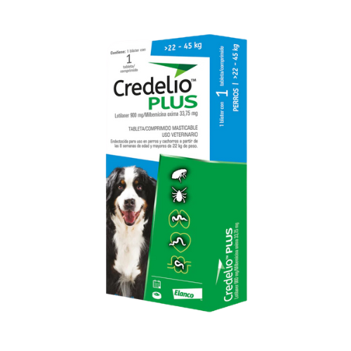 TABLETA MASTICABLE ANTIPULGAS CREDELIO PLUS x 1 UNIDAD (de 22 a 45 kg)
