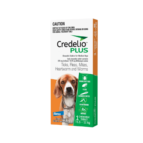 TABLETA MASTICABLE ANTIPULGAS CREDELIO PLUS x 1 UNIDAD (de 5.5 a 11 kg)
