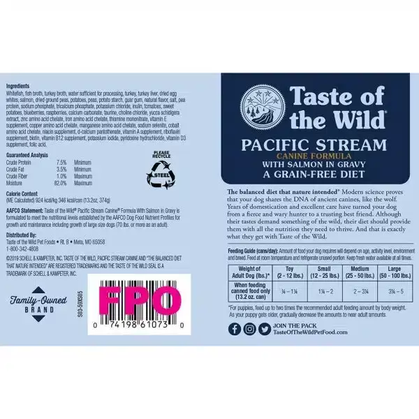 Taste-of-the-wild-pacific-stream-ingredients canine formula